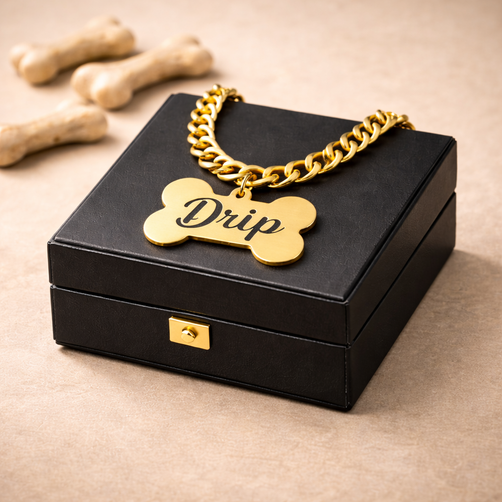 Custom Dog Name Tag with Premium Chain |