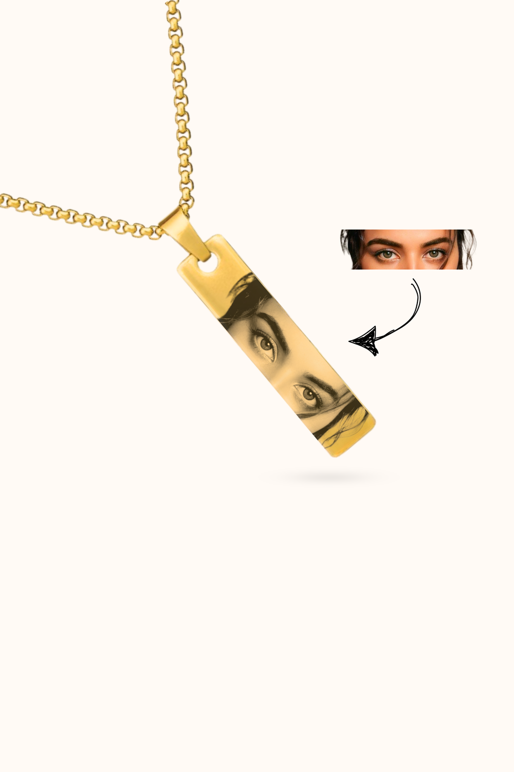 Personalized Eyes Engraved Necklace