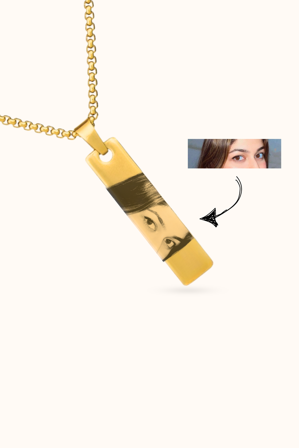 Personalized Eyes Engraved Necklace
