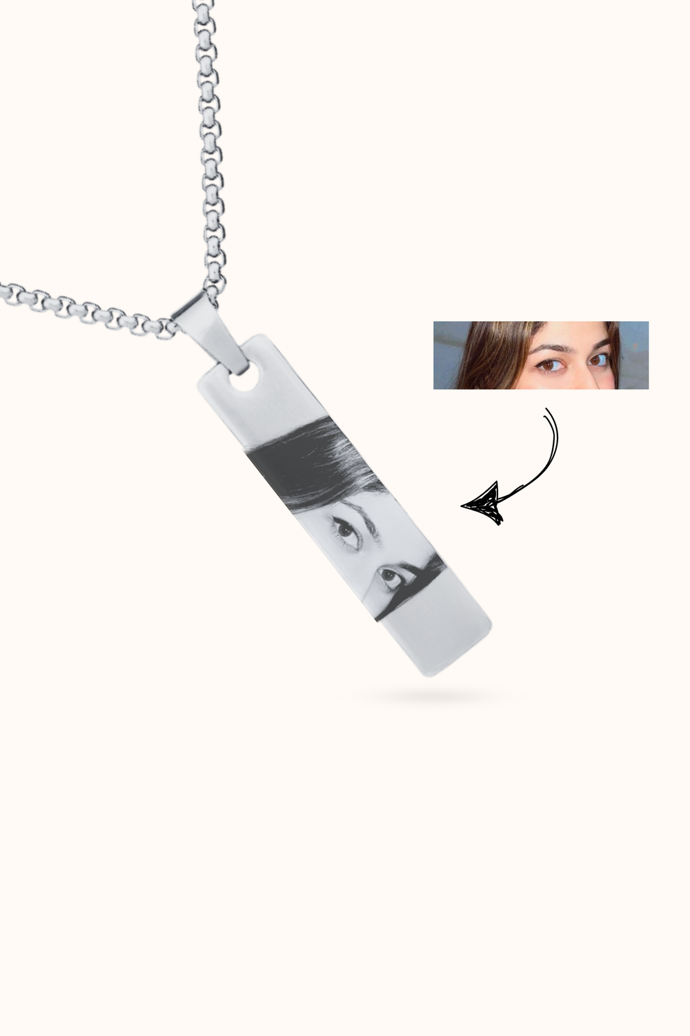 Personalized Eyes Engraved Necklace