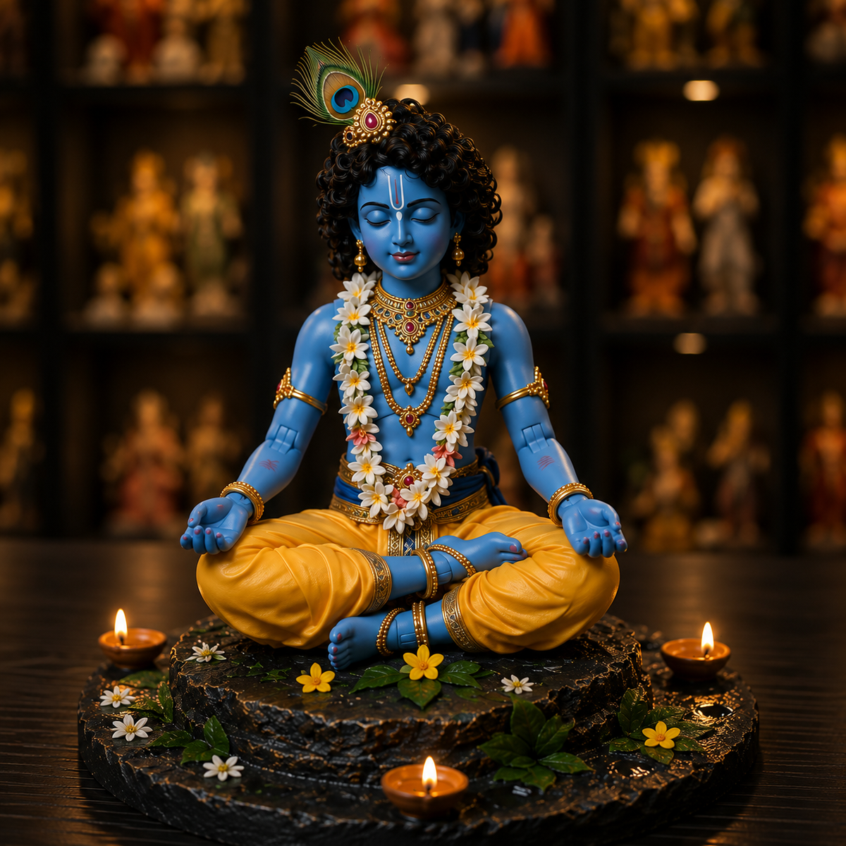 3d Little Krishna Idol with Shivling