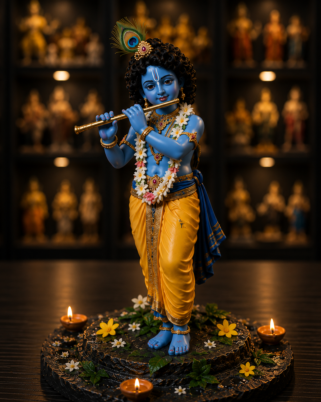 3d Little Krishna Idol with Shivling