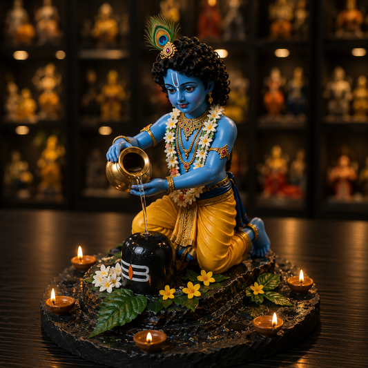 3d Little Krishna Idol with Shivling