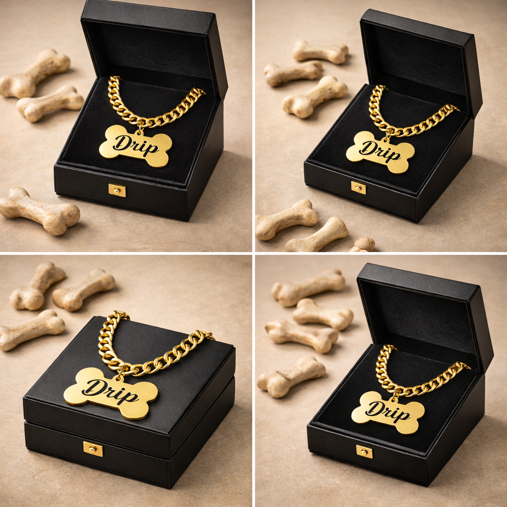 Custom Dog Name Tag with Premium Chain |