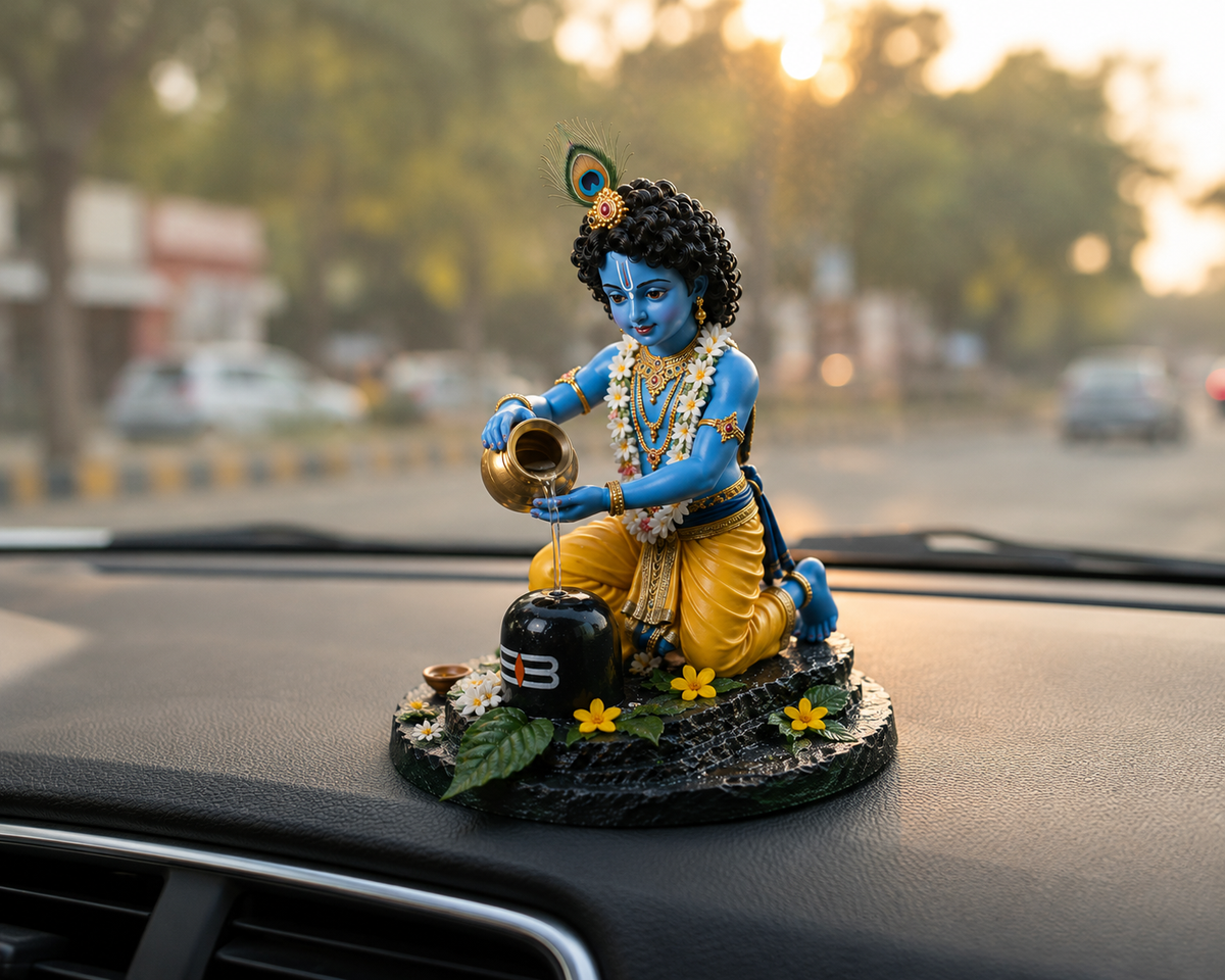 3d Little Krishna Idol with Shivling